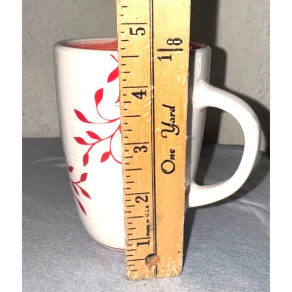 Set Of 2 Ceramic Mugs With Floral & Vine Patterns Red & Multicolor 12 Oz & 16 Oz - Picture 11 of 11
